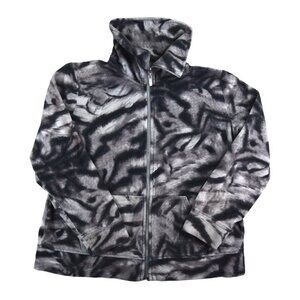 Style & Co || Women's Velour Zip Up Track Jacket Abstract Tie Dye Tiger Petite L